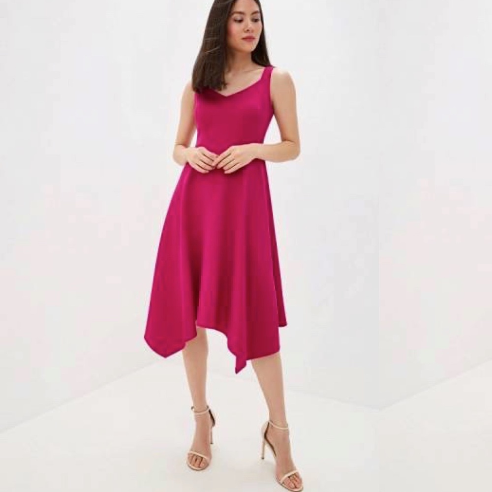 DKNY Scuba Sweetheart Neck Handkerchief Dress